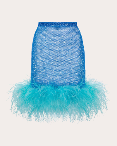 Shop Santa Brands Women's Rhinestone Feather Mini Skirt In Blue