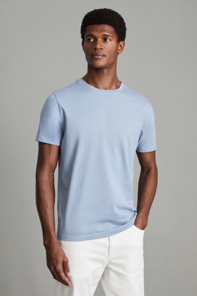 Shop Reiss Bless - Delph Blue Melange Cotton Crew Neck T-shirt, Xxl