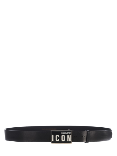 Shop Dsquared2 Belt  Icon In Leather In Nero
