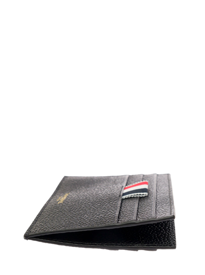 Shop Thom Browne Mans Black Leather Card Holder With Logo