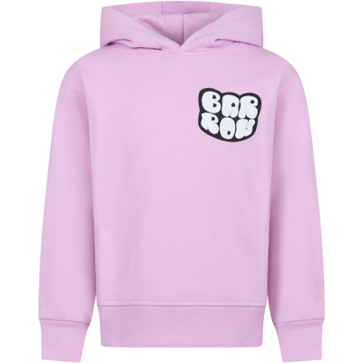 Shop Barrow Pink Sweatshirt For Kids With Logo And Print