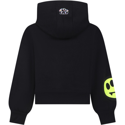 Shop Barrow Black Kidss Sweatshirt With Logo And Smiley Face