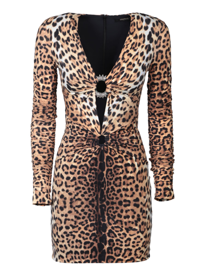 Shop Roberto Cavalli Leopard Print Dress In Multi