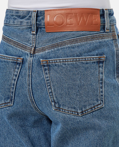 Shop Loewe Anagram Cropped Jeans In Sky Blue