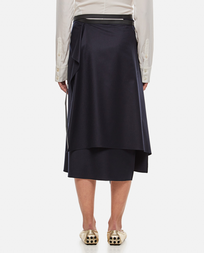 Shop Fendi Flattened Wool Skirt In Blue