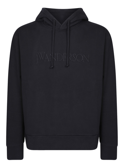 Shop Jw Anderson Embroidered Logo Black Hoodie