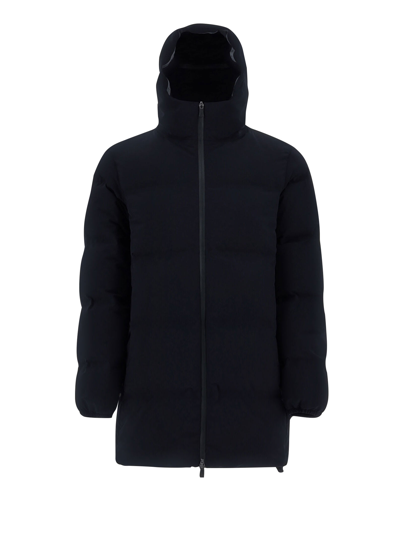 Shop Herno Parka In Matt Stretch Fabric With Hood In Blu Black