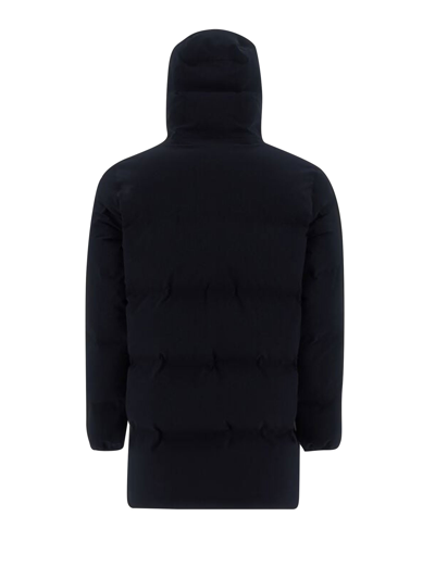 Shop Herno Parka In Matt Stretch Fabric With Hood In Blu Black