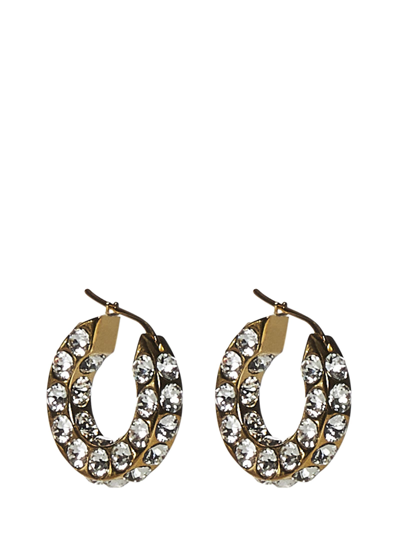 Shop Amina Muaddi Jah Hoop Small Earrings In Gold