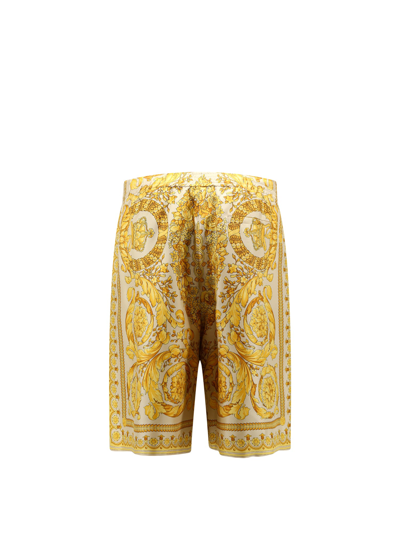 Shop Versace Barocco Bermuda Shorts In Beige