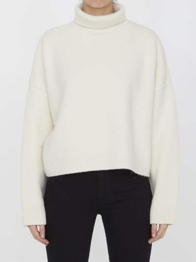 The Row Ezio Turtleneck Wool Cashmere Sweater In Ivory
