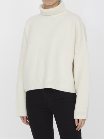 The Row Ezio Turtleneck Wool Cashmere Sweater In Ivory