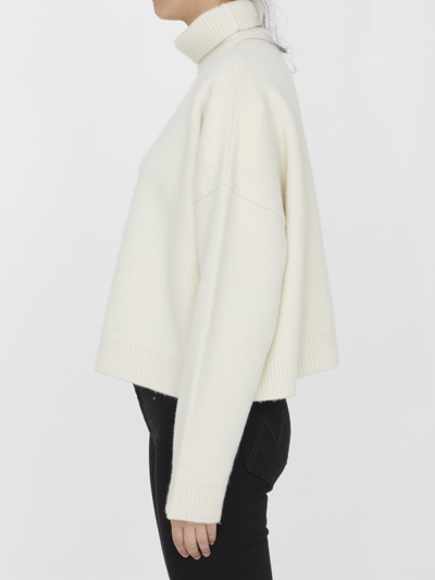 The Row Ezio Turtleneck Wool Cashmere Sweater In Ivory