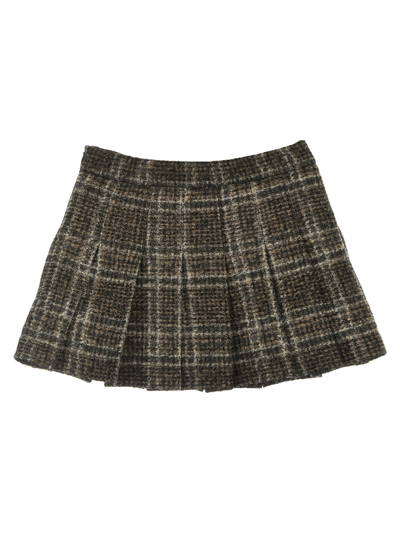 Shop Douuod Check Pleated Skirt In Multicolor
