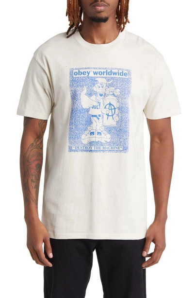 Shop Obey Destroy The Machine Graphic T-shirt In Cream