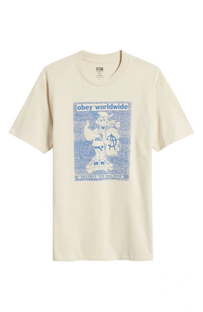 Shop Obey Destroy The Machine Graphic T-shirt In Cream