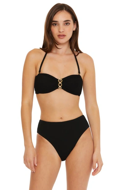 Shop Trina Turk Black Sands Textured Bandeau Bikini Top