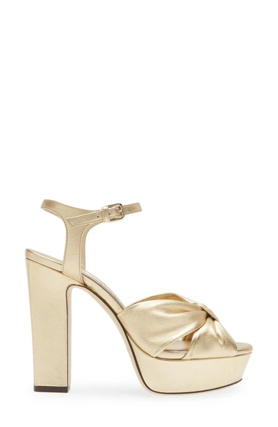 Jimmy Choo Heloise Metallic Ankle-strap Platform Sandals In Gold