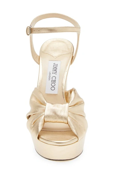 Jimmy Choo Heloise Metallic Ankle-strap Platform Sandals In Gold