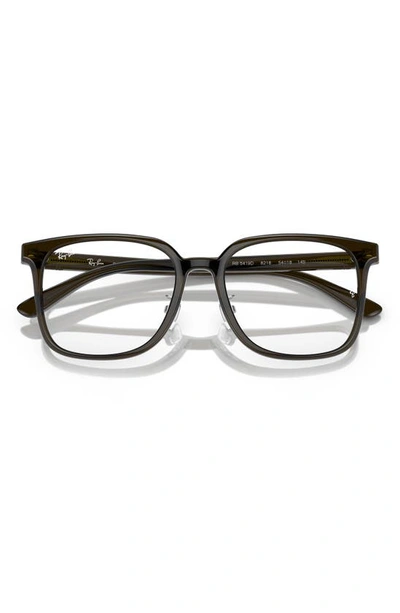 Shop Ray Ban 54mm Square Optical Glasses In Transparent Green