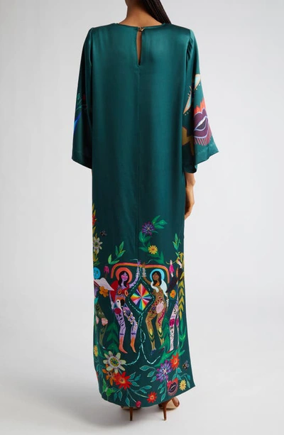 Shop Alemais Agatha Satin Silk Column Maxi Dress In Teal