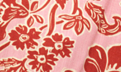 Shop Mango Floral Print Belted Romper In Pink