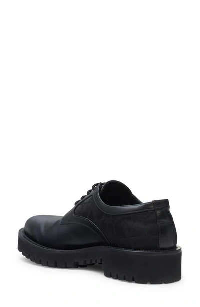 Shop Valentino Vlogo Toile & Leather Derby In Nero