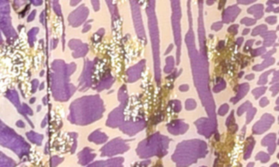 Shop Ciebon Beverly Metallic Tie Waist Long Sleeve Maxi Shirtdress In Purple