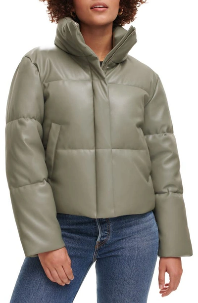 Shop Levi's Water Resistant Faux Leather Puffer Jacket In Sage