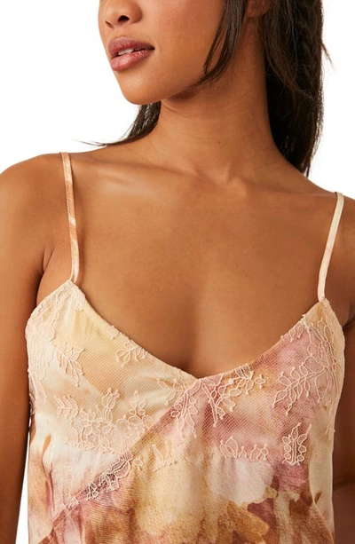 Shop Free People Moonbeams Floral Surplice Lace Detail Satin Camisole In Sweet Combo