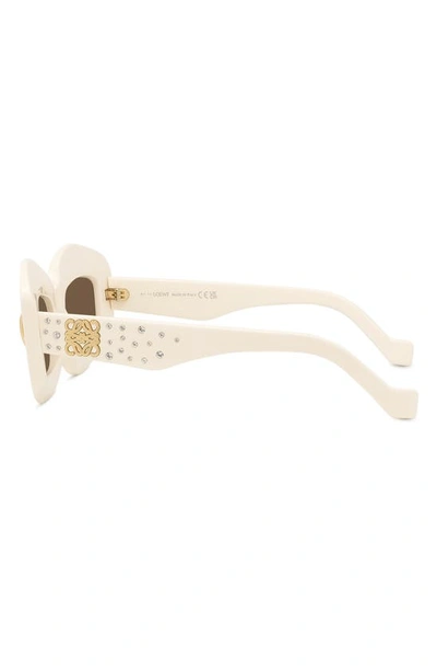Shop Loewe Starry Night Anagram 49mm Small Rectangular Sunglasses In Shiny Ivory Strass / Smoke