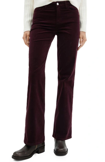 Shop Mango Mid Rise Flare Corduroy Jeans In Wine