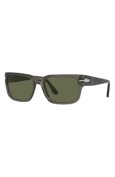 Persol 58mm Polarized Rectangular Sunglasses In Rose Gold Tort