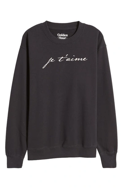 Shop Golden Hour Je T'aime Graphic Sweatshirt In Black