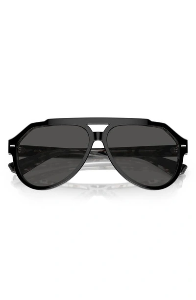Shop Dolce & Gabbana 60mm Pilot Sunglasses In Dark Grey