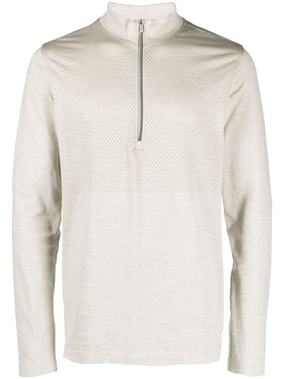 Shop Lululemon Grey Metal Vent Tech Half-zip Long Sleeve T-shirt In Raw Linen White - Raw Linen White