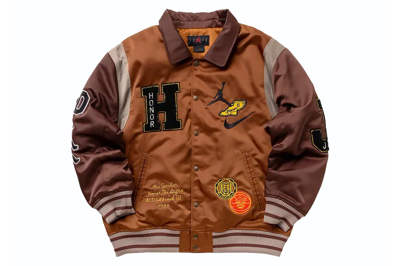 Pre-owned Jordan X Honor The Gift Westbrook Varsity Jacket Brown