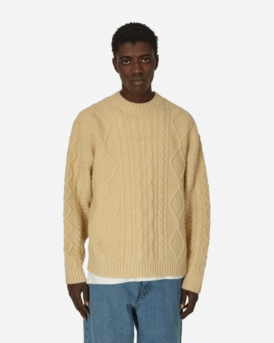 Shop Kapital 5g Wool Cable Knit Profile Rainbowy Patch Sweater Ecru In Beige