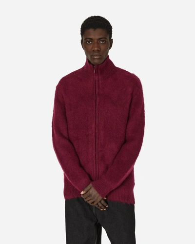 Shop Needles Zipped Mohair Cardigan Bordeaux In Red