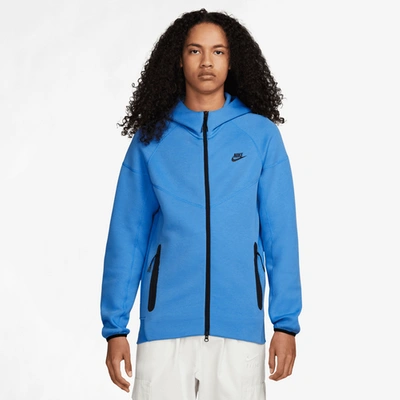 Shop Nike Mens  Tech Fleece Full-zip Hoodie In Light Photo Blue/black