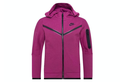 Pre-owned Nike Sportswear Kids Tech Fleece Full-zip Hoodie Rosewood