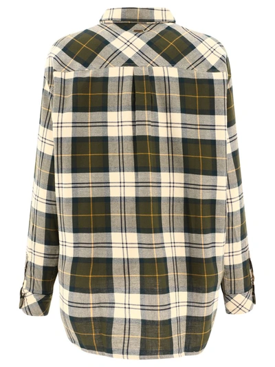 Barbour Elishaw Plaid Cotton Button-up Tunic Shirt In Beige