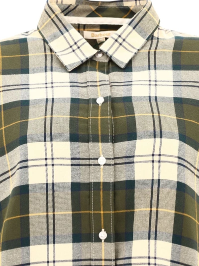 Barbour Elishaw Plaid Cotton Button-up Tunic Shirt In Beige