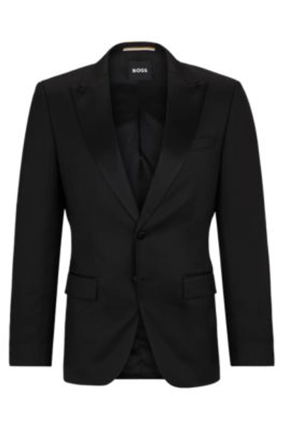 Shop Hugo Boss Slim-fit Tuxedo Jacket In Wool Serge In Black