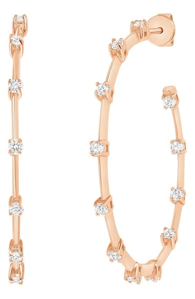 Shop Ron Hami 14k Yellow Gold Diamond Hoop Earrings In Rose Gold