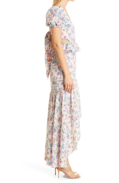 Shop Likely Shondra Peplum Floral High-low Dress In Roseshadow Mult