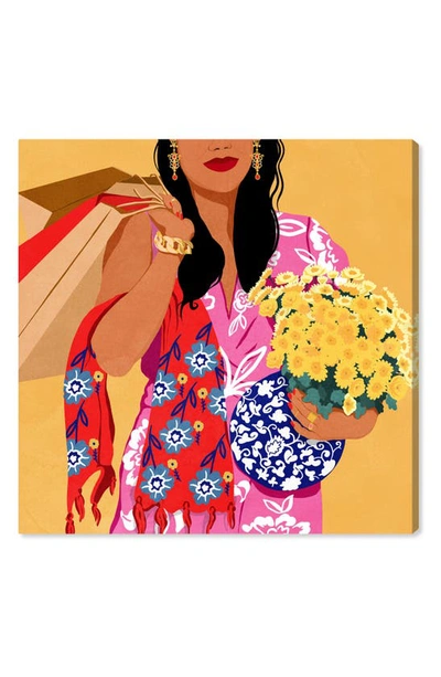 Shop Wynwood Studio Fashion Flower Shopping Canvas Wall Art In Pink