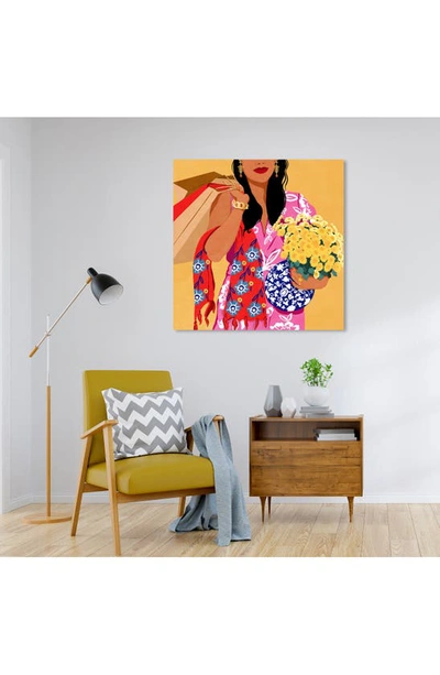 Wynwood Studio Fashion Flower Shopping Canvas Wall Art In Pink