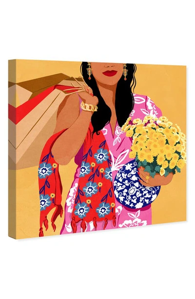 Wynwood Studio Fashion Flower Shopping Canvas Wall Art In Pink