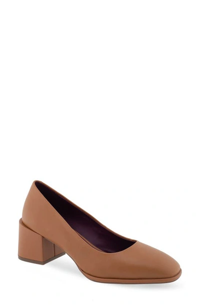 Shop Aerosoles Alae Block Heel Pump In Tan Leather